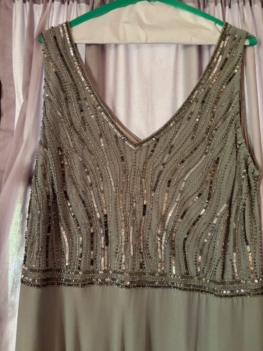 Gray Chiffon Beaded Evening Dress and Jacket, size 1x